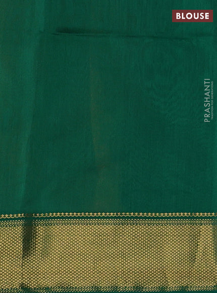 Maheshwari silk cotton saree rust shade and green with plain body and zari woven border