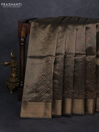 Maheshwari silk cotton saree black with allover zari checked pattern and zari woven border