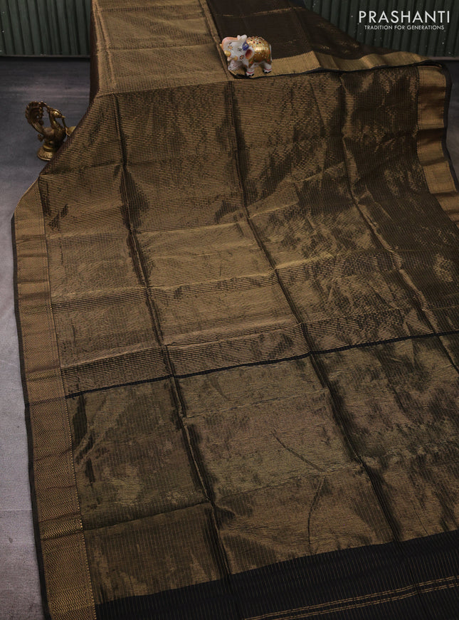 Maheshwari silk cotton saree black with allover zari checked pattern and zari woven border