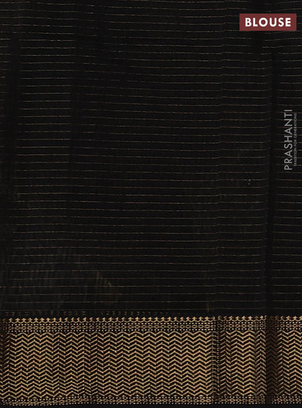 Maheshwari silk cotton saree black with allover zari checked pattern and zari woven border