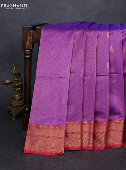 Maheshwari silk cotton saree purple and maroon with zari woven buttas and zari woven border