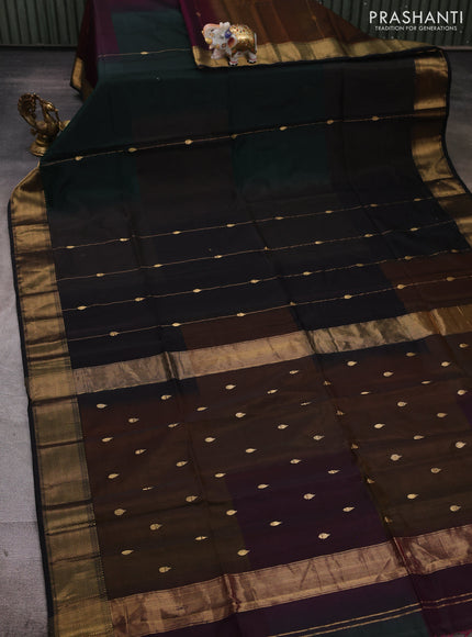 Maheshwari silk cotton saree black with zari weaves pattern and zari woven border