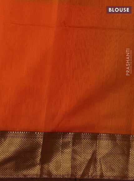 Maheshwari silk cotton saree orange and mustard yellow with zari weaves pattern and zari woven border