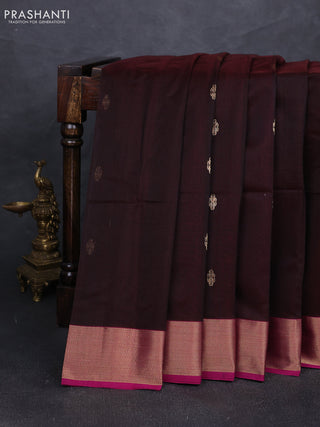 Maheshwari silk cotton saree deep magenta pink and magenta pink with zari woven buttas and zari woven border