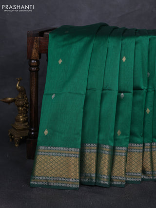 Maheshwari silk cotton saree green with allover zari woven buttas and zari woven border