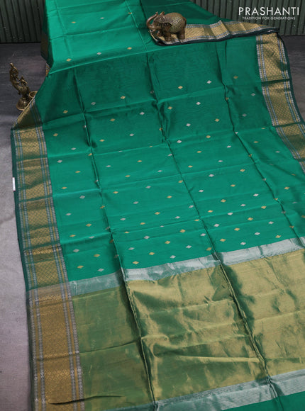 Maheshwari silk cotton saree green with allover zari woven buttas and zari woven border