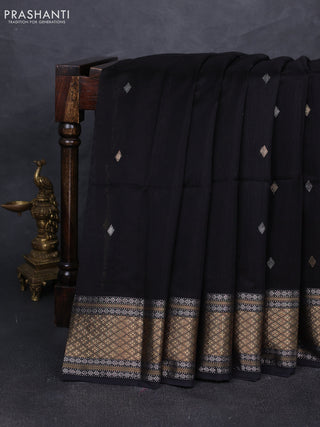 Maheshwari silk cotton saree black with allover zari woven buttas and zari woven border