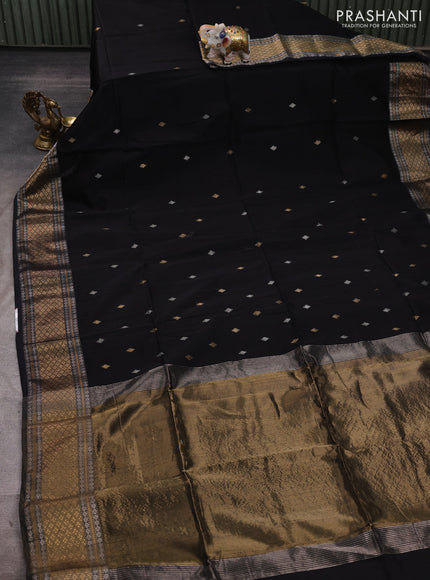 Maheshwari silk cotton saree black with allover zari woven buttas and zari woven border