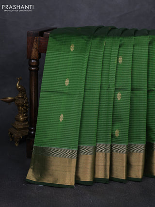 Maheshwari silk cotton saree green with allover zari woven buttas and zari woven border