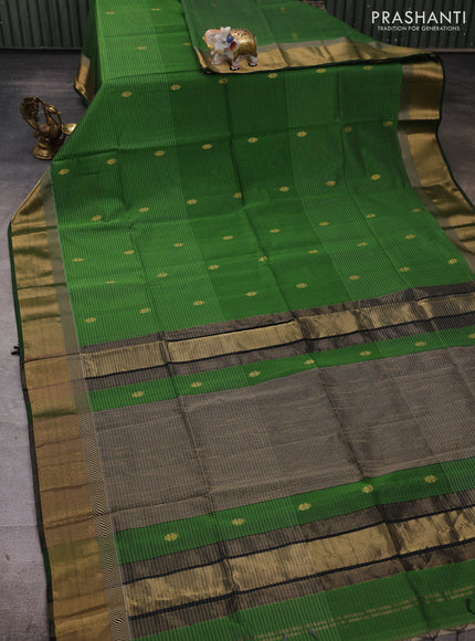 Maheshwari silk cotton saree green with allover zari woven buttas and zari woven border