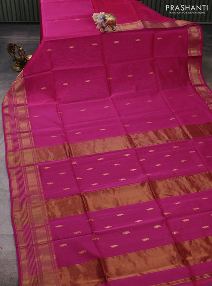 Maheshwari silk cotton saree pink with zari woven buttas and zari woven border