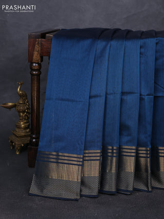 Maheshwari silk cotton saree peacock green with plain body and woven border