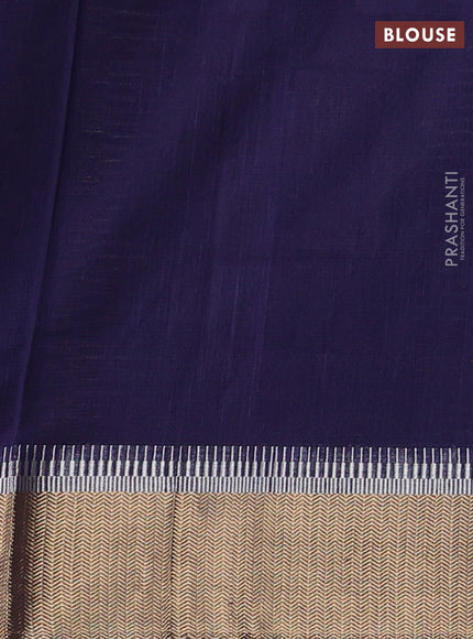 Maheshwari silk cotton saree navy blue with allover thread checked pattern and zari woven border