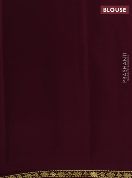 Pure mysore silk saree wine shade with plain body and small zari woven border