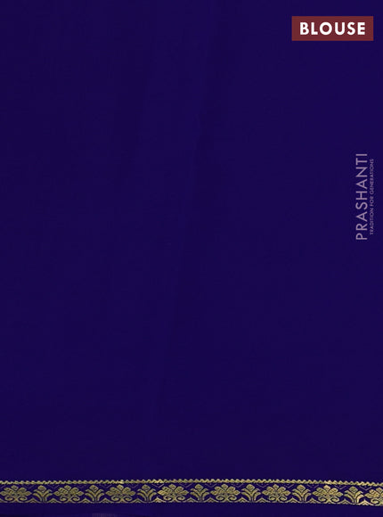 Pure mysore silk saree royal blue with plain body and small zari woven border