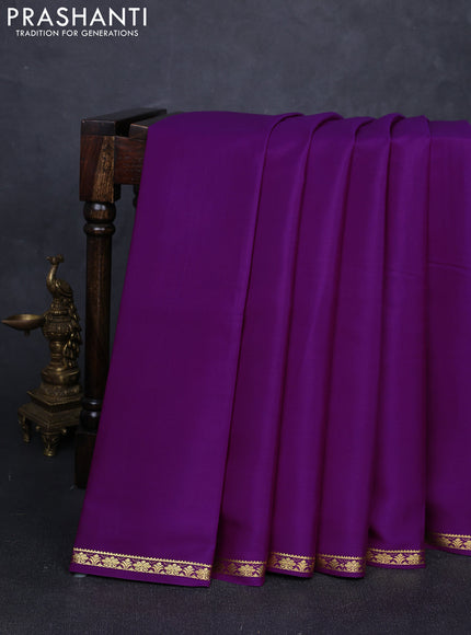 Pure mysore silk saree purple with plain body and small zari woven border