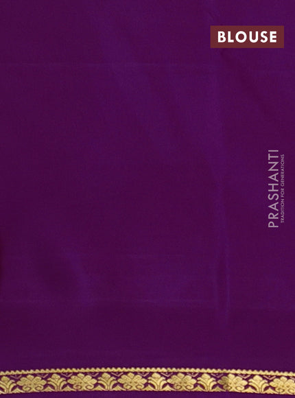 Pure mysore silk saree purple with plain body and small zari woven border