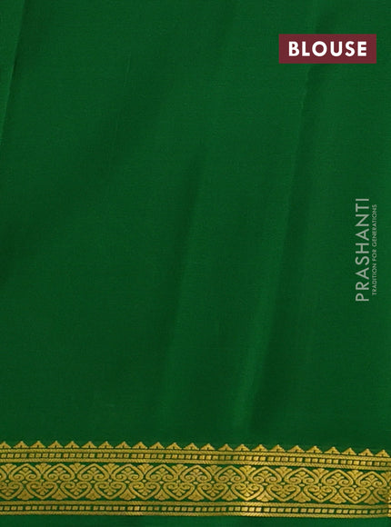 Pure mysore silk saree mauve pink and green with plain body and zari woven border