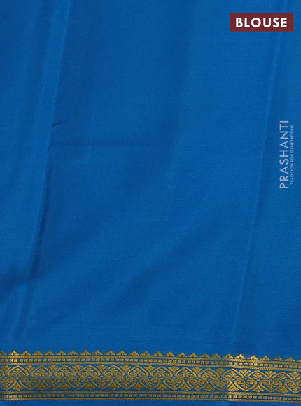 Pure mysore silk saree wine shade and cs blue with plain body and zari woven border