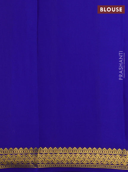 Pure mysore silk saree lavender and royal blue with plain body and zari woven border