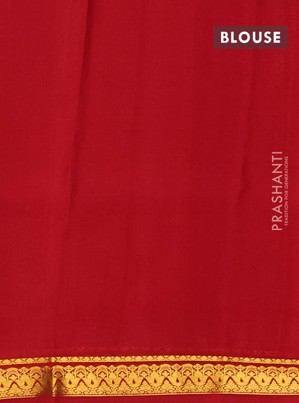 Pure mysore silk saree coffee brown and red with plain body and zari woven border