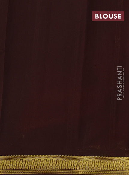 Pure mysore silk saree rust shade and coffee brown with plain body and zari woven border
