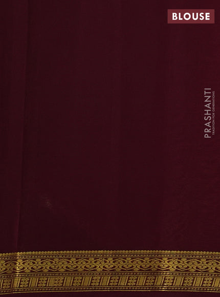 Pure mysore silk saree peach orange and deep wine shade with plain body and zari woven border