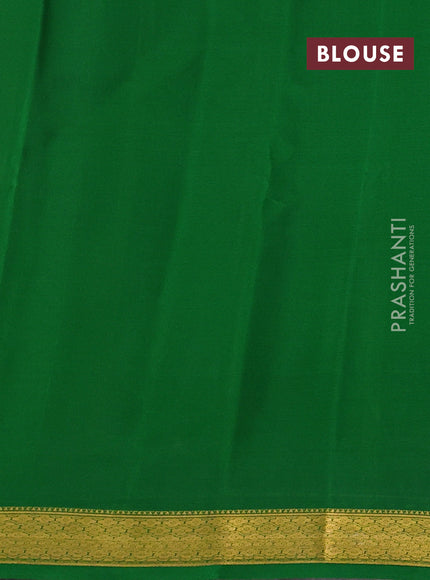 Pure mysore silk saree purple and green with plain body and zari woven border