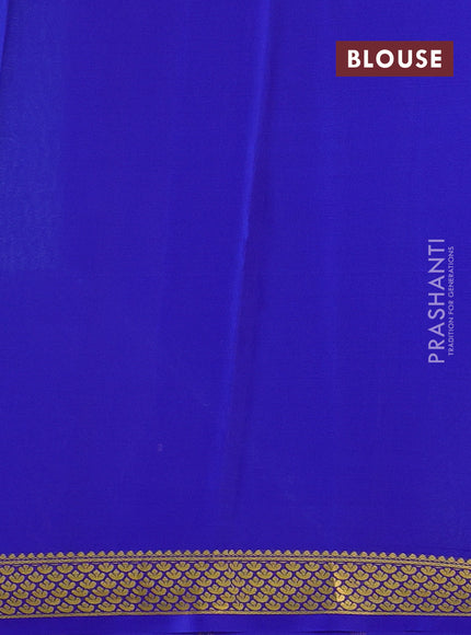 Pure mysore silk saree teal green and royal blue with plain body and zari woven border