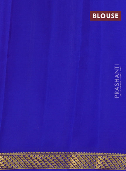 Pure mysore silk saree purple and royal blue with plain body and zari woven border