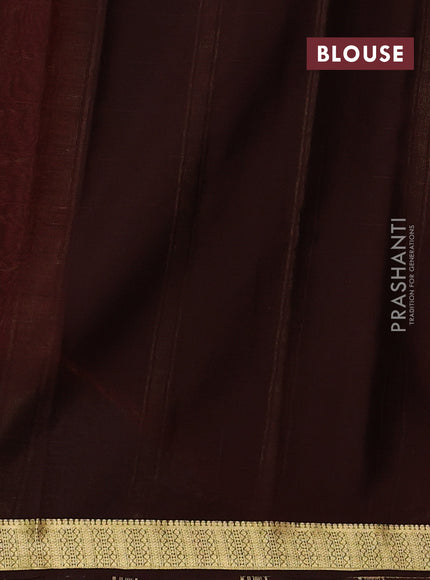 Pure mysore silk saree rust shade and coffee brown with allover checked pattern and zari woven border