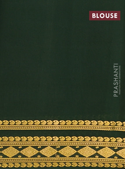 Pure mysore silk saree mustard yellow and green with plain body and zari woven border