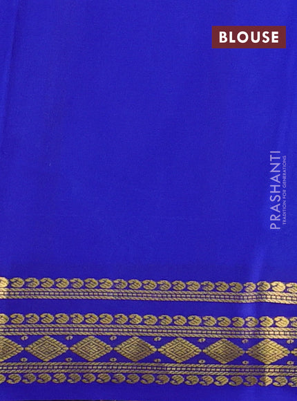 Pure mysore silk saree cs blue and royal blue with plain body and zari woven border