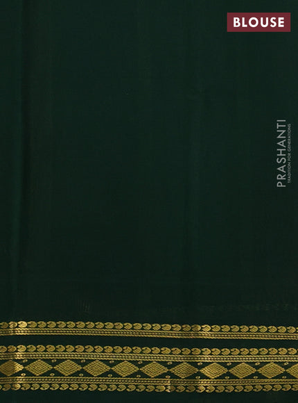 Pure mysore silk saree mauve pink and green with plain body and zari woven border