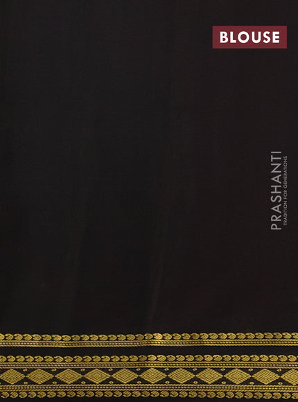 Pure mysore silk saree red and black with plain body and zari woven border