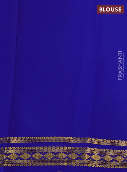 Pure mysore silk saree teal green and royal blue with plain body and zari woven border