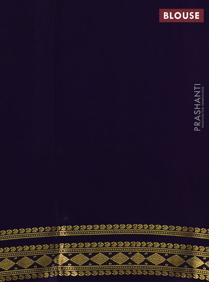 Pure mysore silk saree tomato pink and violet with plain body and zari woven border
