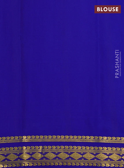 Pure mysore silk saree cs blue and royal blue with plain body and zari woven border