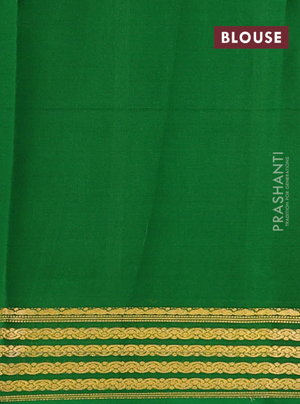 Pure mysore silk saree maroon and green with plain body and zari woven border