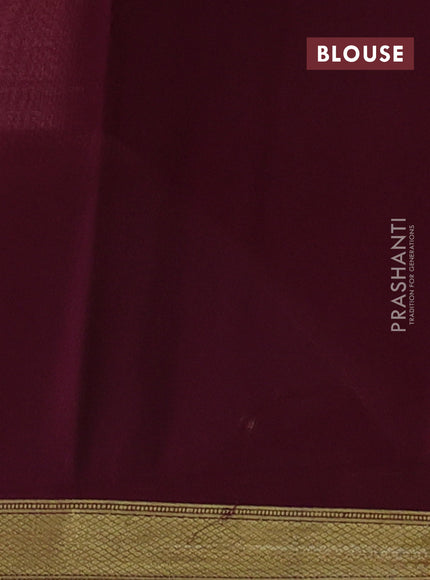 Pure mysore silk saree mauve pink and deep wine shade with allover zari checked pattern and small zari woven border