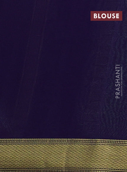 Pure mysore silk saree pista green and violet with allover zari checked pattern and small zari woven border