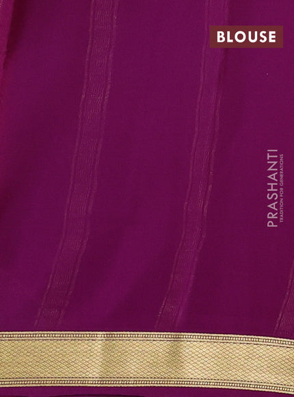 Pure mysore silk saree mauve pink and purple with allover zari checked pattern and small zari woven border