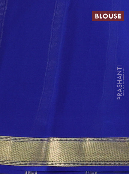 Pure mysore silk saree teal blue and blue with allover zari checked pattern and zari woven border
