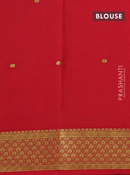 Pure mysore silk saree lime green and red with allover zari woven buttas and zari woven border