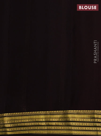 Pure mysore silk saree peach pink and coffee brown with plain body and zari woven border