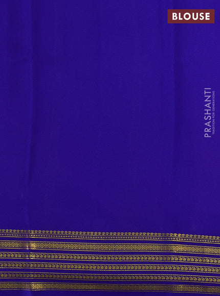Pure mysore silk saree lotus pink and blue with plain body and zari woven border