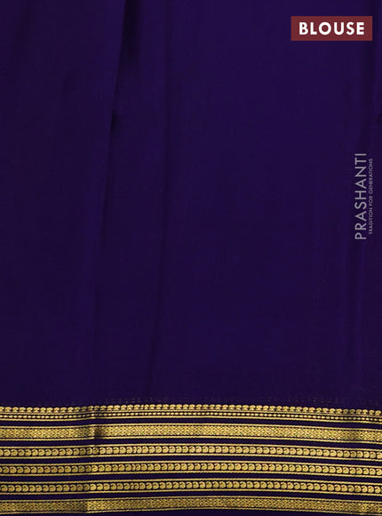 Pure mysore silk saree light pink and blue with plain body and zari woven border