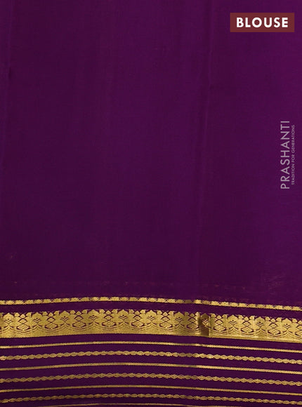 Pure mysore silk saree lavender and purple with plain body and zari woven border