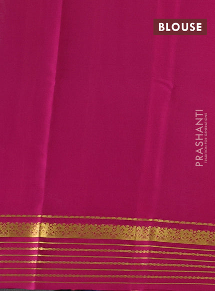 Pure mysore silk saree teal green and pink with plain body and zari woven border