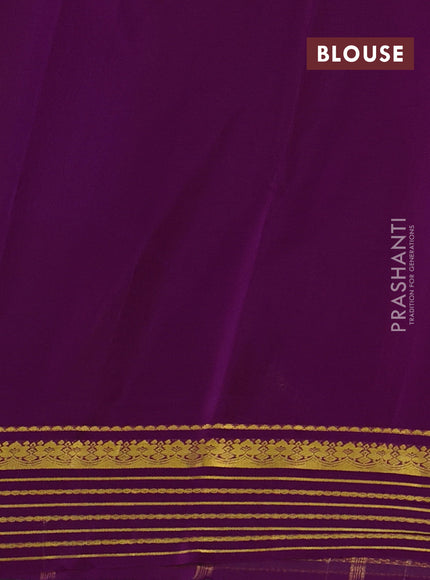 Pure mysore silk saree lavender and purple with plain body and zari woven border